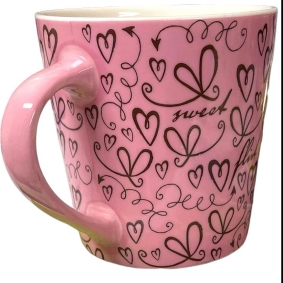 STARBUCKS 2006 Coffee Mug "FLIRT," "SWEET" & Pink Hearts Decorate Cup 17 oz EUC - Picture 4 of 14